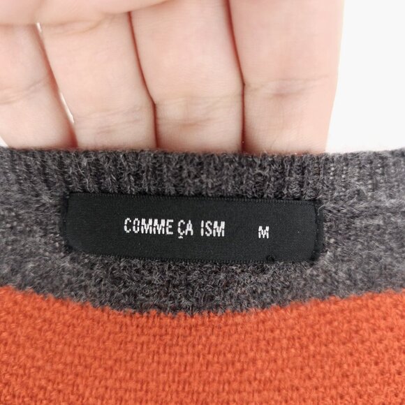 COMME CA ISM Knit Top Gray Orange Colorblock Stripe Women's MEDIUM - Picture 5 of 9
